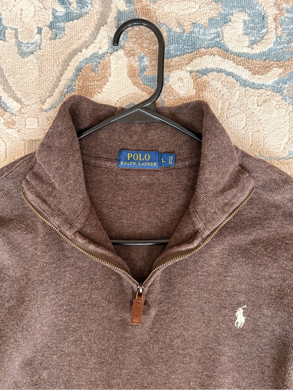 Polo by Ralph Lauren Dark Brown Half-Zip Mock Neck Sweater - Picture 2 of 3